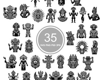 Inca Gods SVG, 32 Inca svg Bundle, PNG, PSD