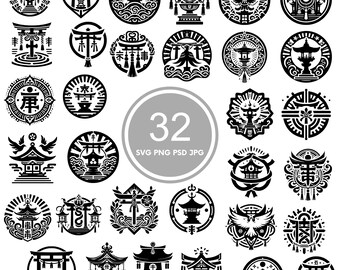 Shinto Design SVG, 32 Shinto svg Bundle, PNG, PSD