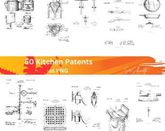 Kitchen Tool Patents, Vintage cooking images, Patent png