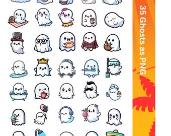 Cute Ghost Digital Design for Stickers