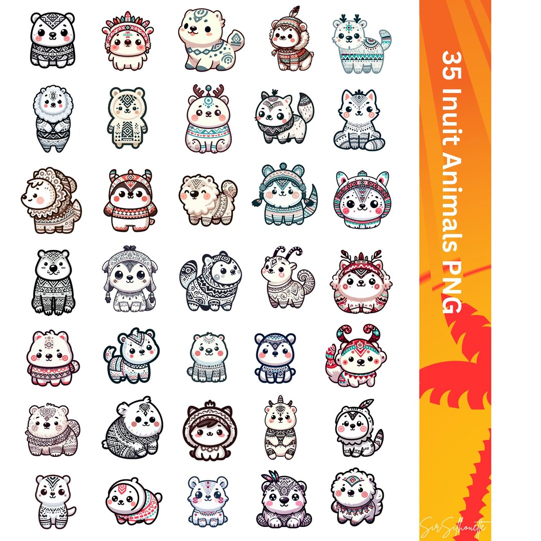 Cute Inuit Animal Digital Design for Stickers - Etsy
