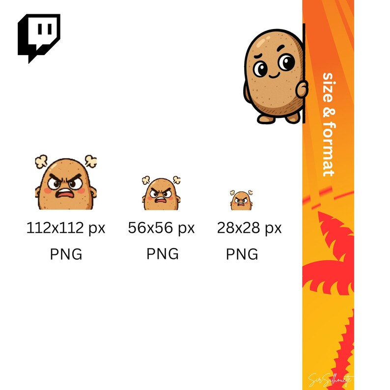 Potato Twitch Emotes Pack - 24 Cute Spud Tuber Stream Graphics - Etsy