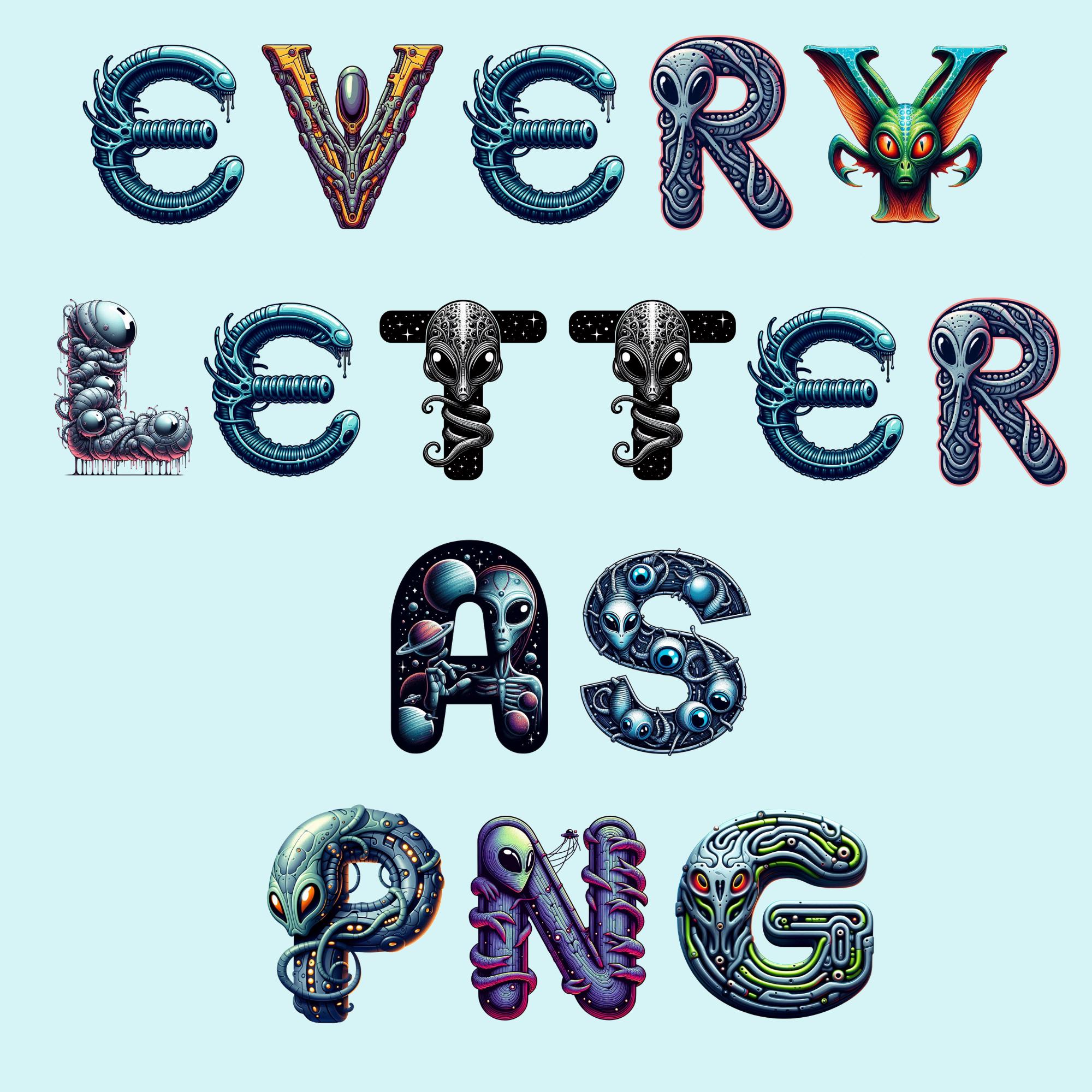 Alien Alphabet Clipart, Extrimal Space Letters PNG, Sci-fi Galaxy ...