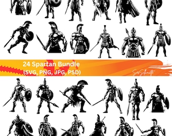 Spartans SVG Bundle, 24 spartan designs, PNG, PSD