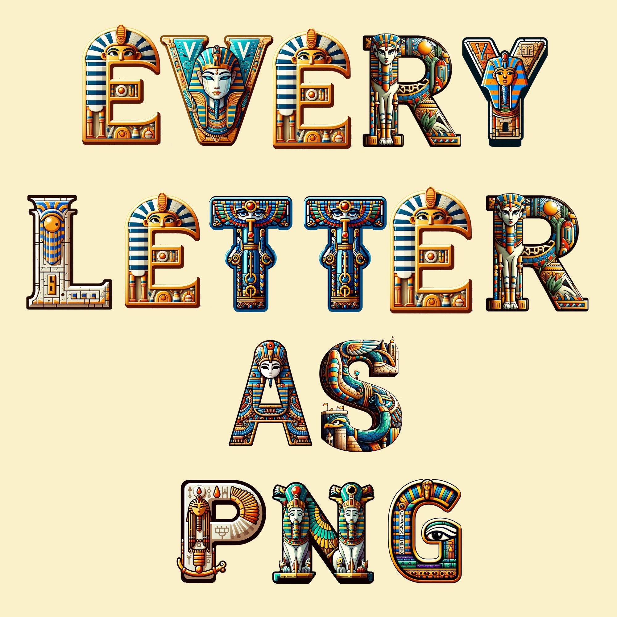 Egypt Font, Alphabet With Egypt Design, Egypt Letters as Png - Etsy