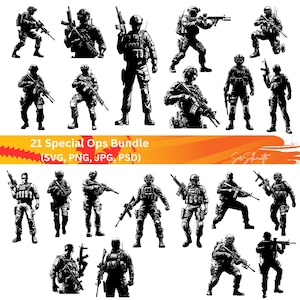 Spezialkommando SVG, 21 Militär Svg Bundle, PNG, PSD