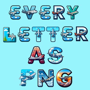 Aviation Alphabet Clipart, Airplane Letters PNG, Pilot Life Sublimation ...