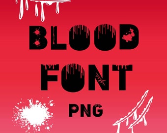 Blood font, blood splatter letters as PNG files