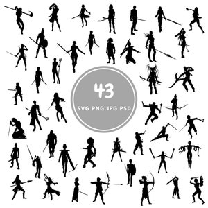 Warrior Design SVG, pacote Svg de 43 lutadores, PNG, PSD