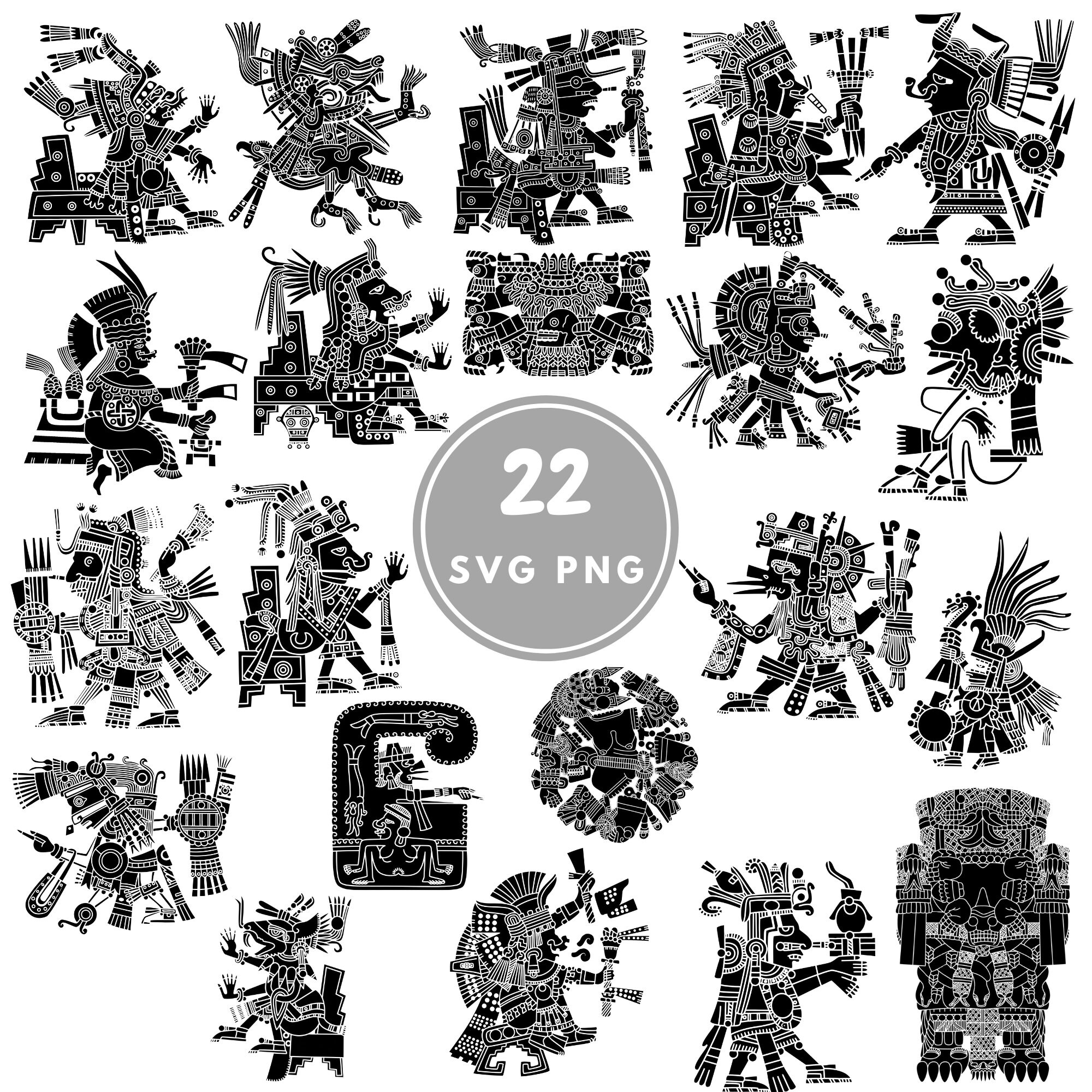Aztec Gods SVG, 22 Gods Bundle, PNG, PSD - Etsy UK