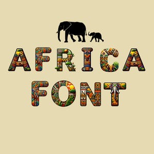 Africa font, alphabet with Africa design, Africa letters as png