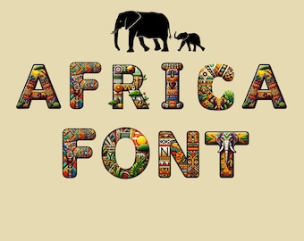 Africa font, alphabet with Africa design, Africa letters as png