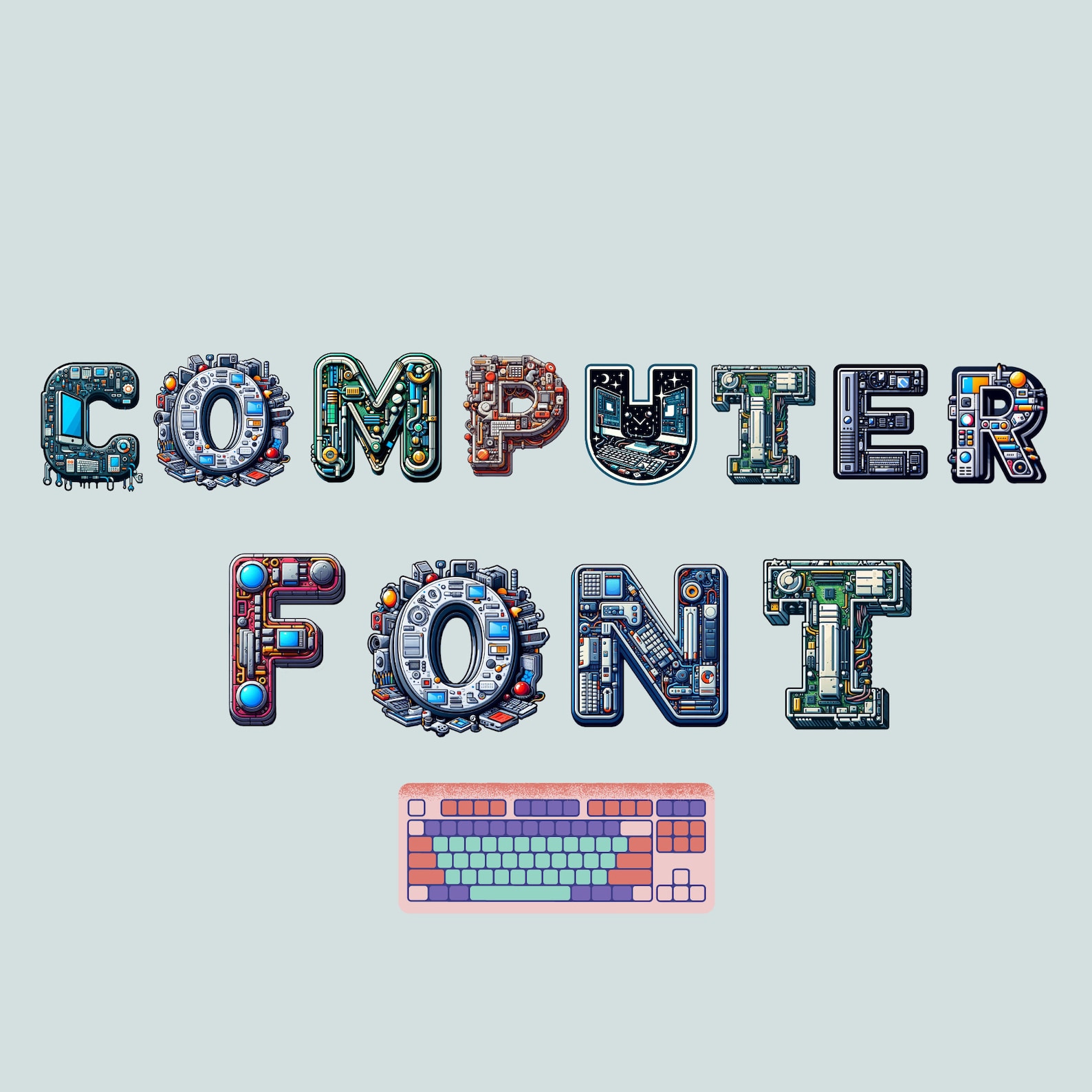 Computer Font, Alphabet With Tech Design, Cyber Letters as Png - Etsy