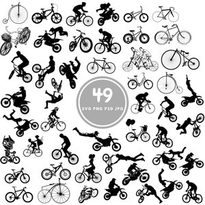 49 Vélo SVG, Motocross Svg Bundle, BMX Descente PNG