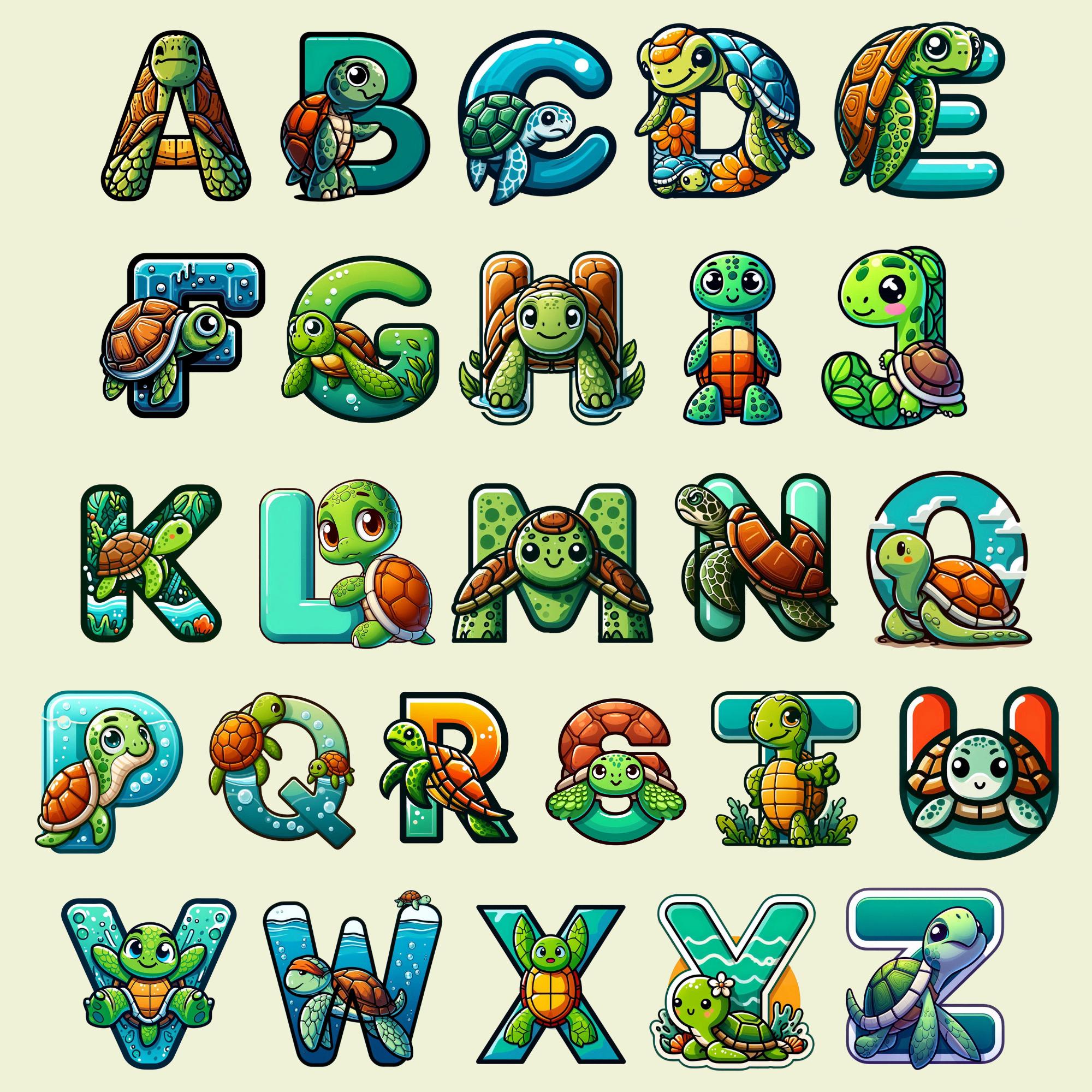 Turtle Font, Alphabet With Turtle Design, Turtle Letters as Png - Etsy ...