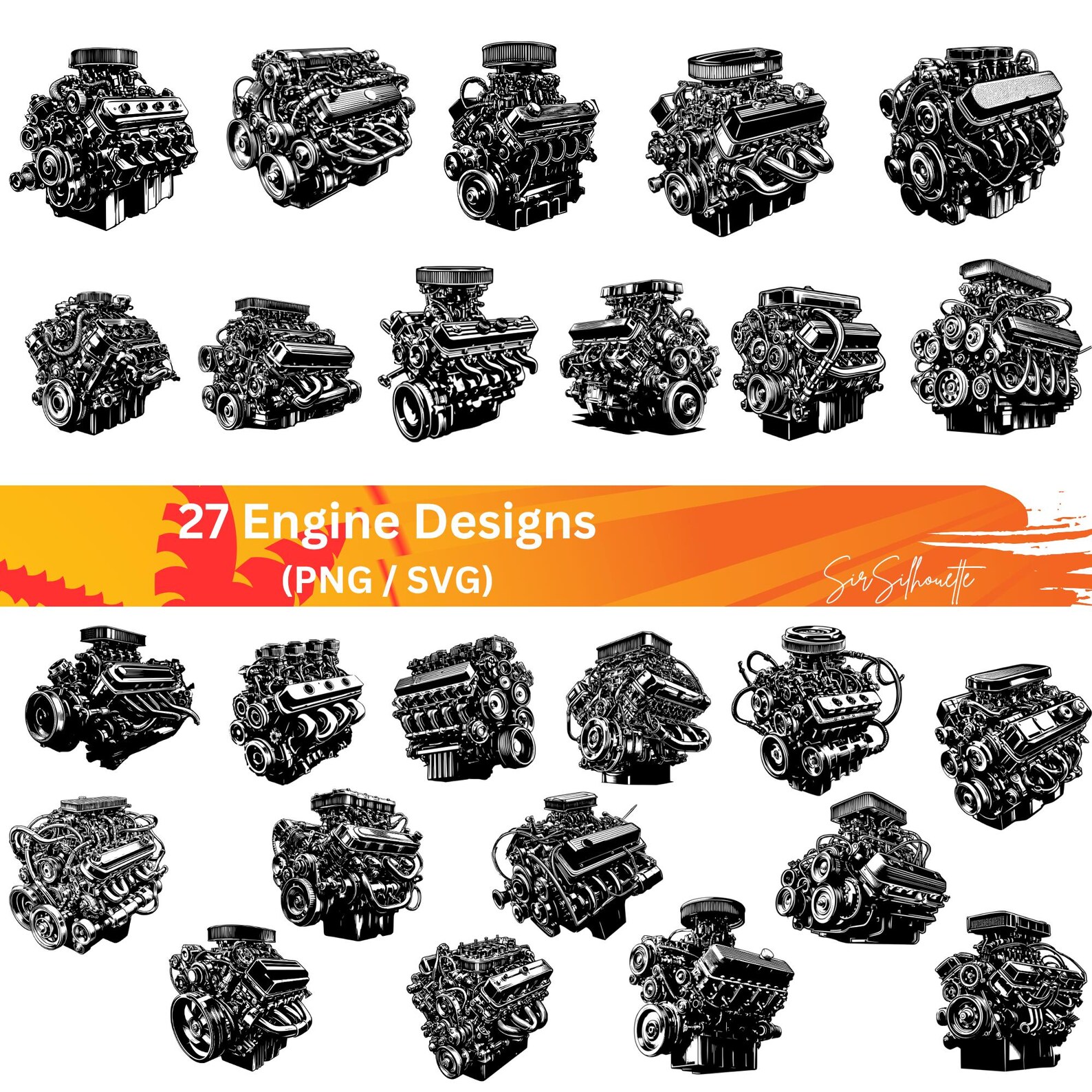 Engine SVG Bundle, 27 Engine Designs, PNG - Etsy