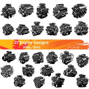 Motor SVG, 27 Motoren Svg Bundle, PNG