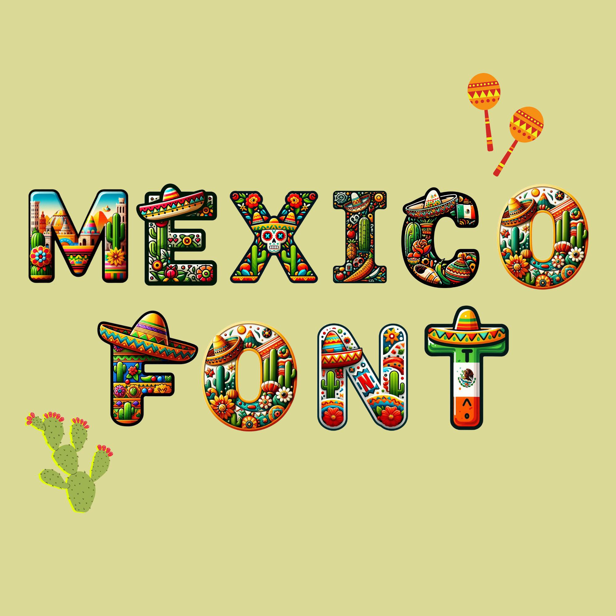 Mexiko Schriftart, Mexikoschrift, Mexiko Buchstaben als PNG
