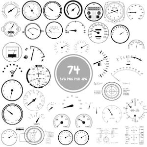 Cockpit SVG, 74 speedometer Bundle, PNG, PSD