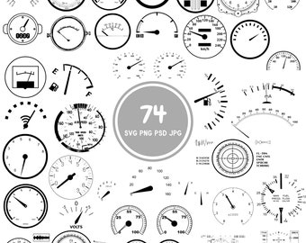 Cockpit SVG, 74 speedometer Bundle, PNG, PSD