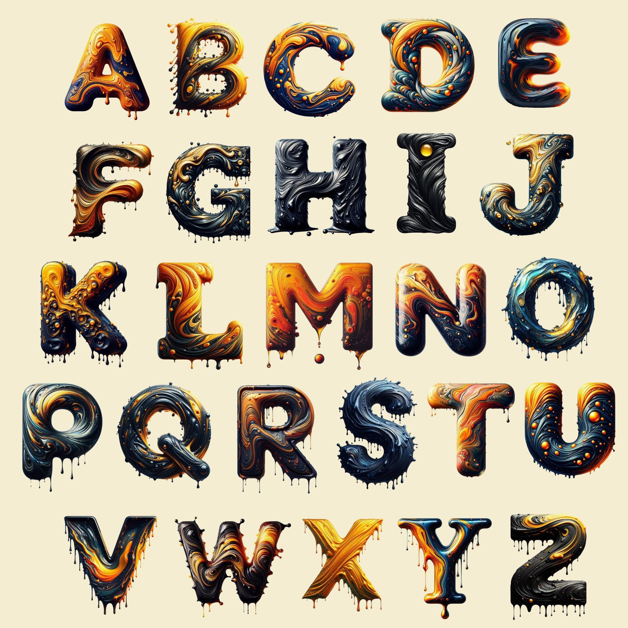 Oil Alphabet Clipart, Petroleum Letters PNG, Liquid Grease Sublimation ...