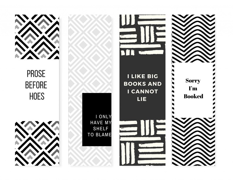 printable bookmarks set set of 4 minimal bookmarks etsy