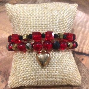 Red Glass Bracelet Set