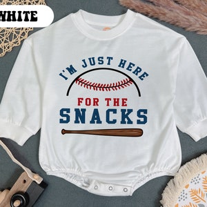 I'm Just Here for the Snacks Baby Bodysuit, Sweatshirt Romper, Baseball Season Shirts, Gift for baby, Baseball fan