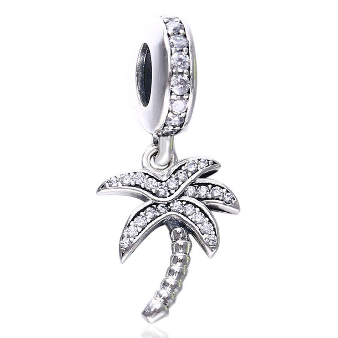 Pandora Sparkling Palm Tree Dangle Charm With Gift Silver Etsy