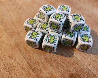 Set of beautiful  dice with colorfull stars