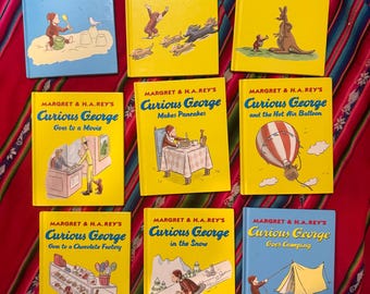 RARE VINTAGE Curious George Margret & H.A. Rey's 9 Books 1990s HC