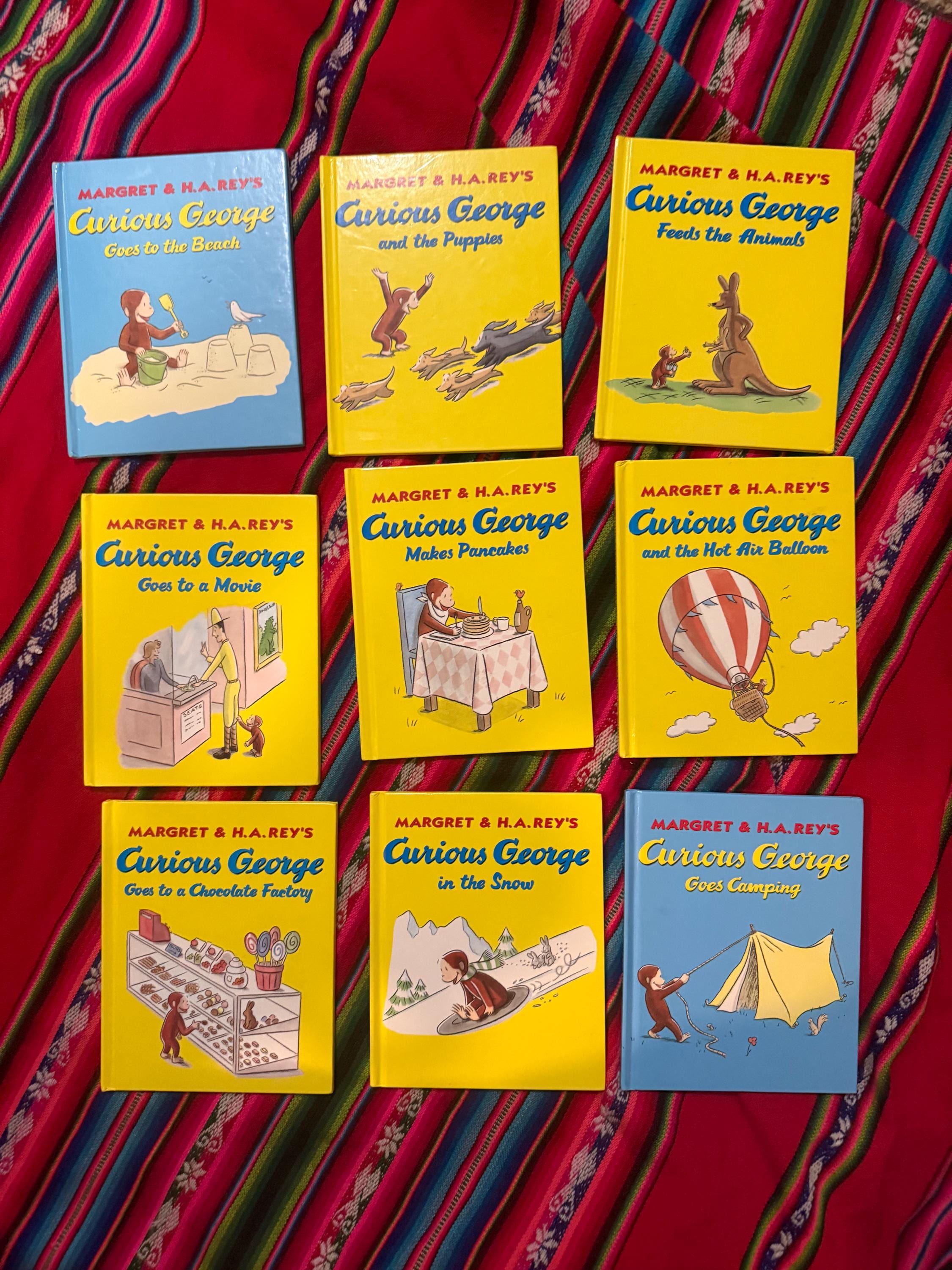 RARE VINTAGE Curious George Margret & H.A. Rey's 9 Books 1990s HC