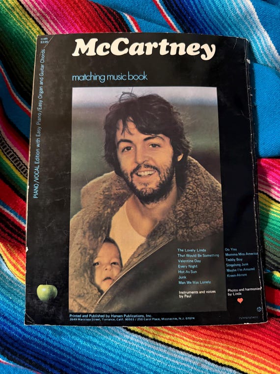RARE VINTAGE Mccartney Matching Music Book 1970 - Etsy