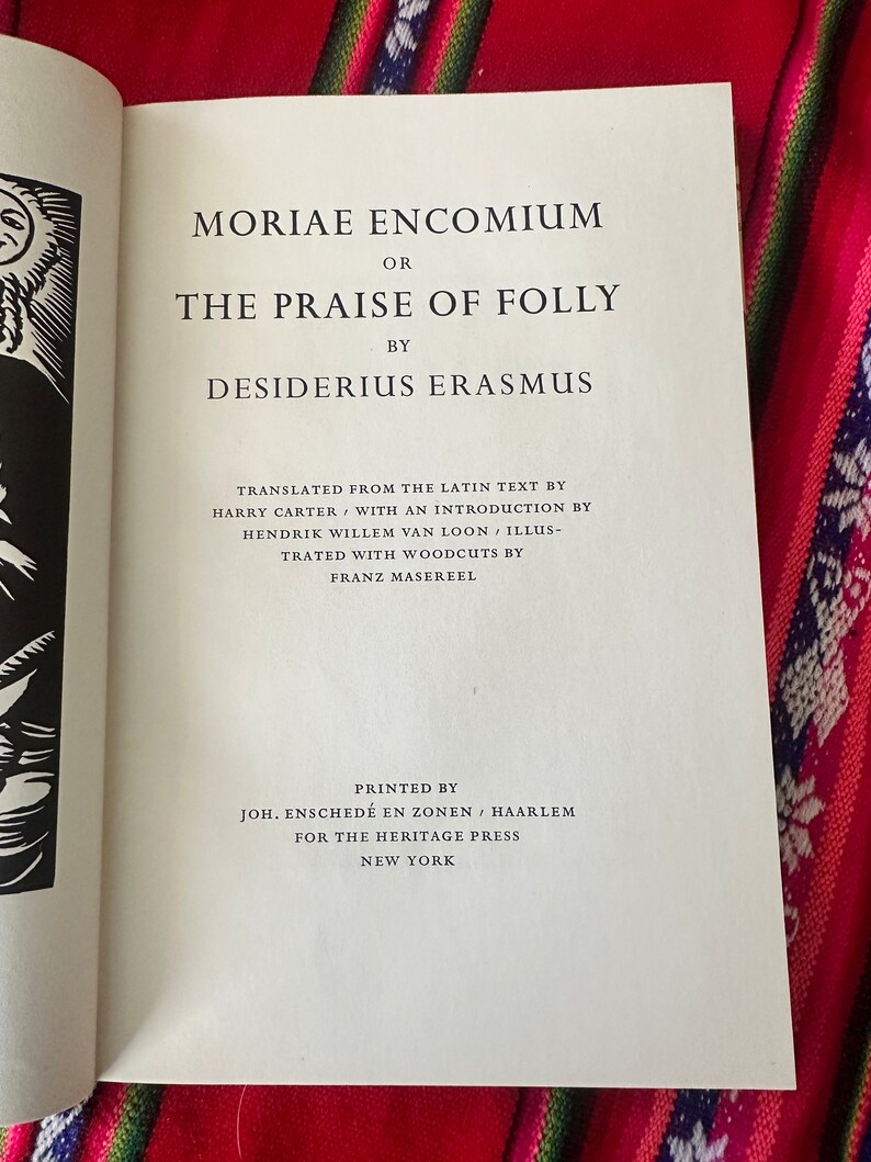 RARE VINTAGE Erasmus - Moriae Encomium or the Praise of Folly W/case ...