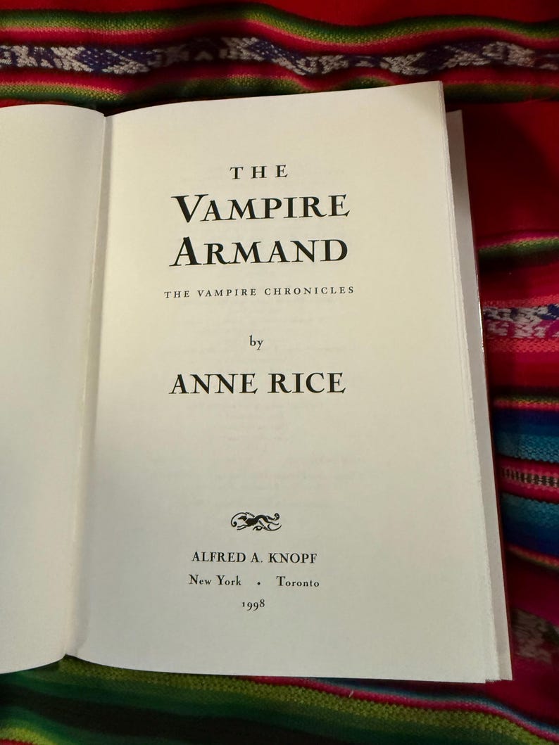 RARE VINTAGE the Vampire Armand Anne Rice 1st Trade Edition 1998 HCDJ ...