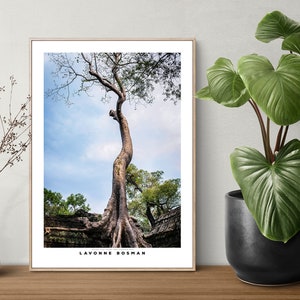 Tree print Angkor Wat Cambodia art poster travel prints tree wall hanging Print nature Asia travel gallery tree lovers gift wall decor,