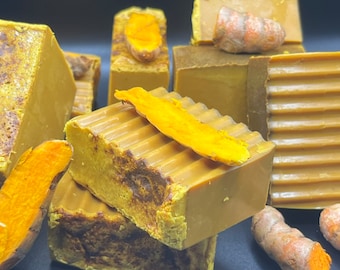 Raw Turmeric and Lemongrass Brightening Handmade Large 4oz Soap