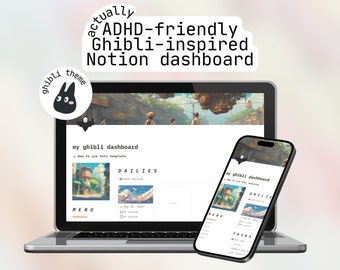 Notion dashboard template | ADHD-friendly  | ghibli-inspired theme