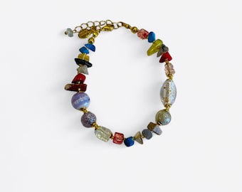 Murano Glass Bead Bracelet - Murano Glass Bracelet - Handmade Murano Glass Bracelet - Unique Multicolor Design