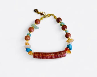 Murano Glass Bead Bracelet - Murano Glass Bracelet - Handmade Murano Glass Bracelet - Unique Multicolor Design