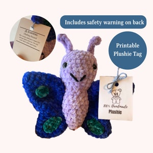 Afdrukbaar knuffeltje hanglabel Amigurumi productlabel Knuffel productlabel Digitaal knuffellabel Afdrukbaar knuffeldier Veiligheidswaarschuwingslabel