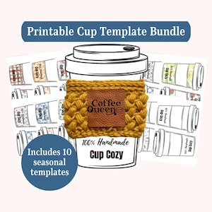 Cup Cozy Template Bundle Printable Cup Cozy Display Insert Coffee ...