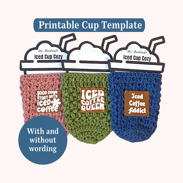 Iced Coffee Cup Cozy Template: Printable Display Sleeve (PDF)