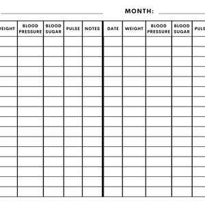 Large Print Blood Pressure, Blood Sugar, Weight, and Pulse Tracker