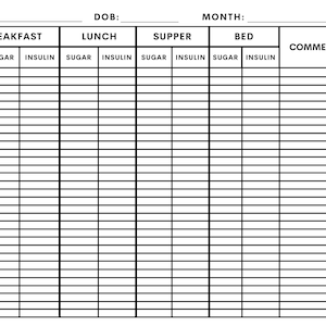 Large Print Blood Sugar and Insulin Tracker