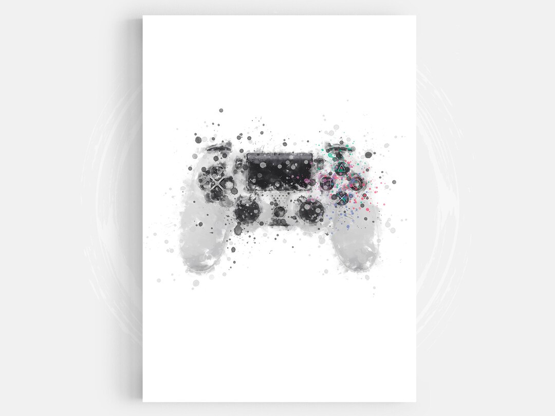 Controller Splash Art Colourful Games Room Gamer Etsy