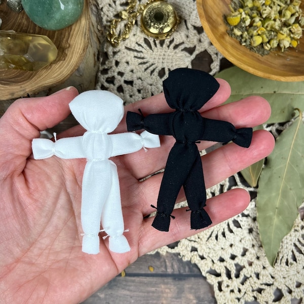 Mini Poppet Spell Doll and Mini Zine (Poppet has never been pierced) Made to order Black, White Spell Doll