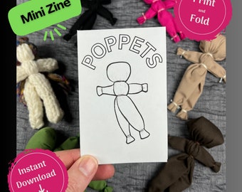 How to Use Poppets Printable Mini Zine and Grimoire Pages. Downloadable and Printable Book of Shadows. Spell Dolls Printable Instructions