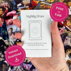 Nachtelijke tekenvragen om je kaarten te stellen Afdrukbare mini-zine- en grimoirepagina's Digitale download