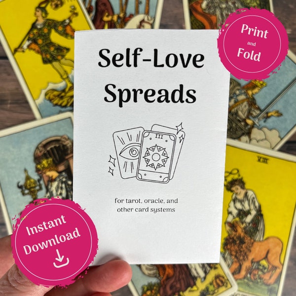 Self-Love Tarot Spreads Printable Mini Zine and Grimoire Pages Digital Download